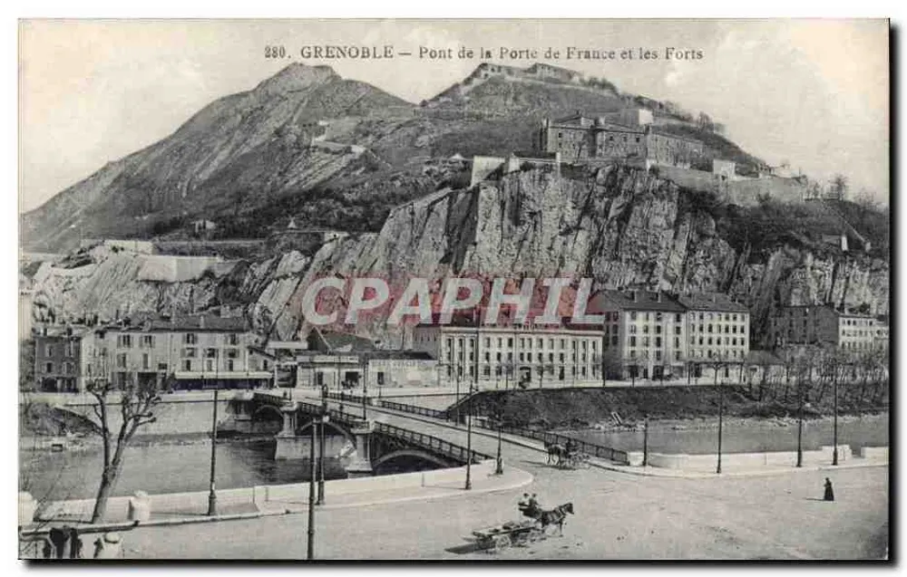 Grenoble — Brücke der Porte de France und die Festungen - Vorderseite