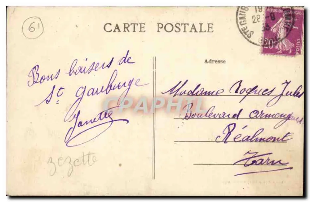 Sainte-Gauburge (Orne) — Rathaus und Route nach Paris — Mlle Dufresne, Verlag, Sainte-Gauburge - Rückseite