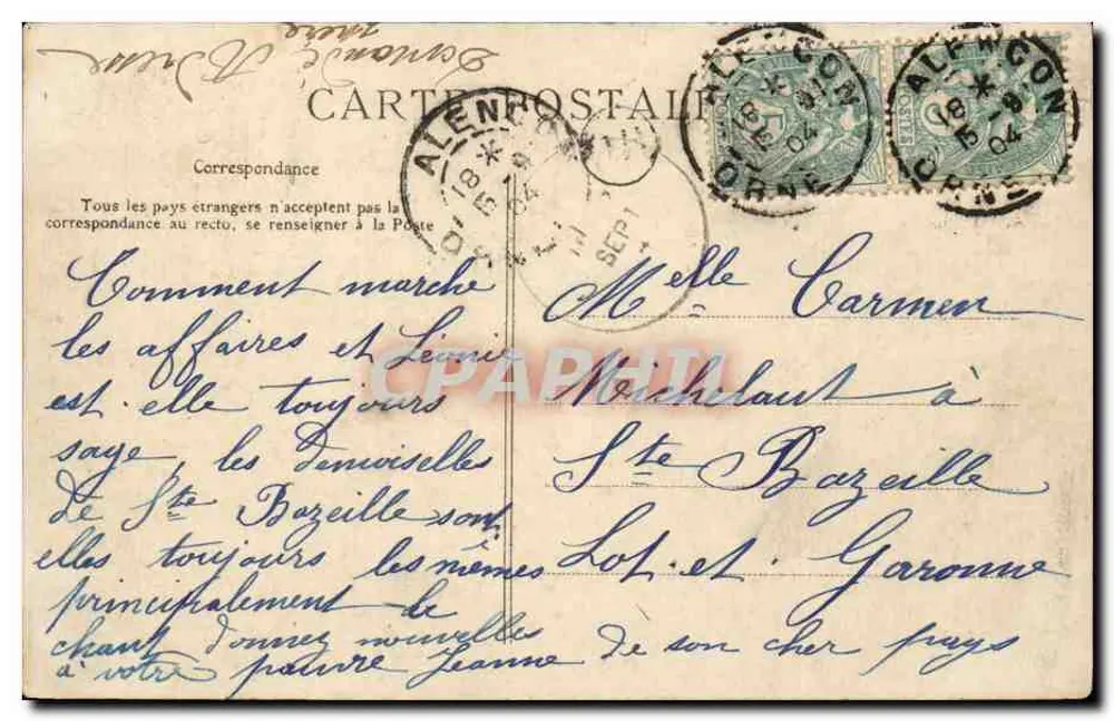Alençon — Der Markt — Vintage Postcard/Antike Ansichtskarte n°86 - Rückseite