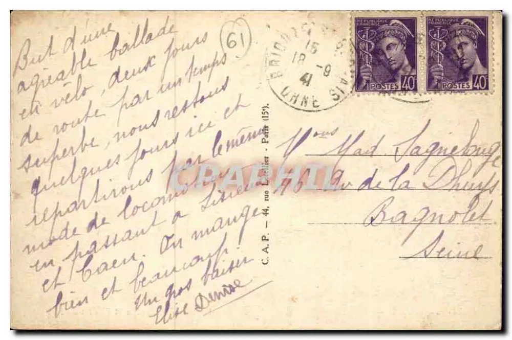 Briouze — Rue d'Argentan und das Hotel de la Poste — Gueslot, n°32 - Rückseite