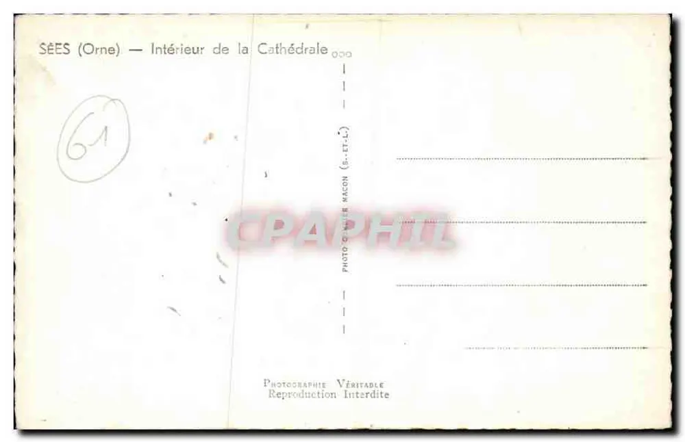Sées (Orne) — Interior da Catedral — Fotógrafo Léon Mason - Verso