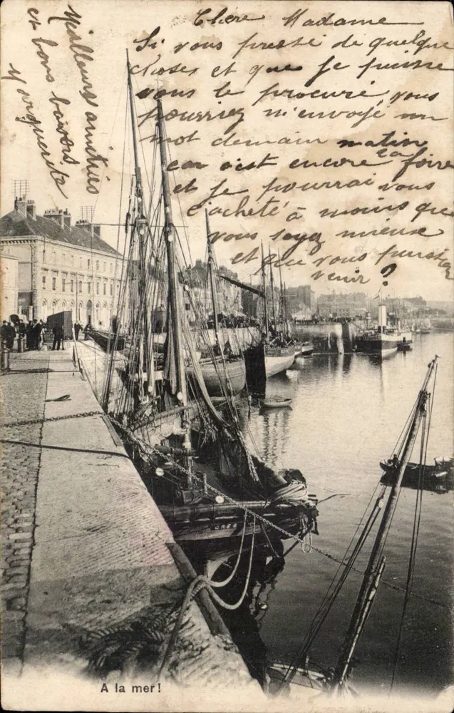 Port de Béziers — vue de bateaux à quai — Simi-Bromure A. Bregor Frère - Vorderseite