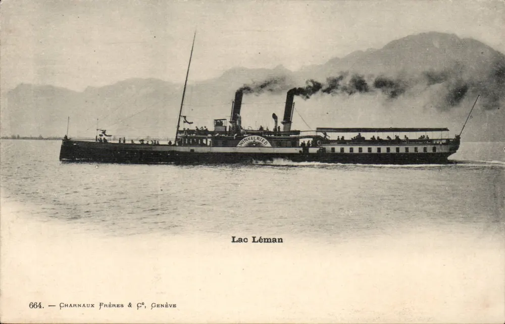 Navio a vapor Winkelfried — Lago Léman — Charnaux Frères & C°, Genebra, n° 664 - Frente
