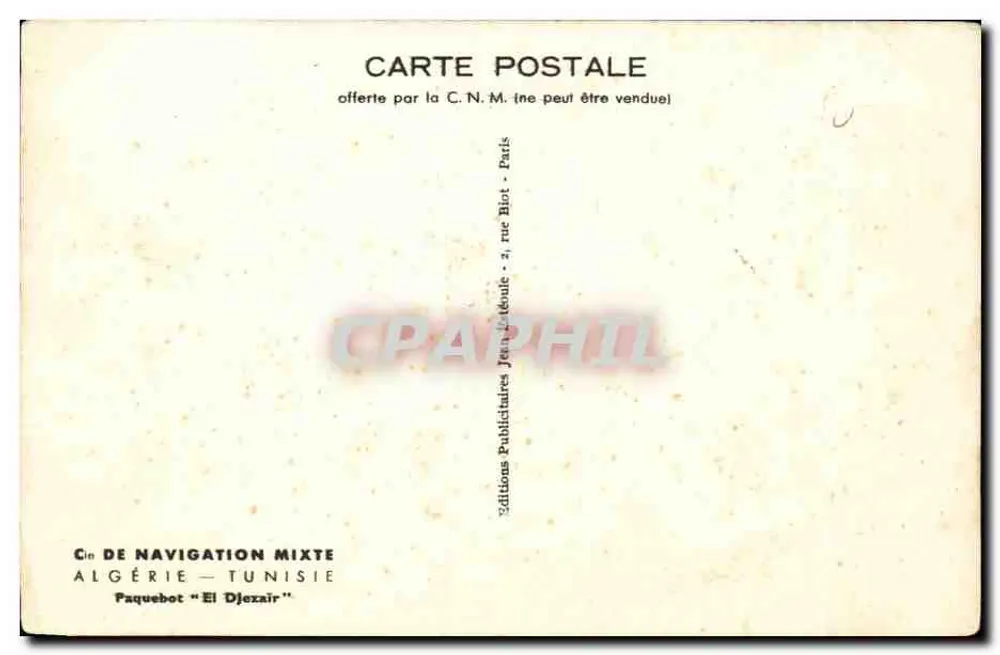 Dampfer "El Djexair" — Algerien - Tunesien — Editions Jean Biot, Paris - Rückseite