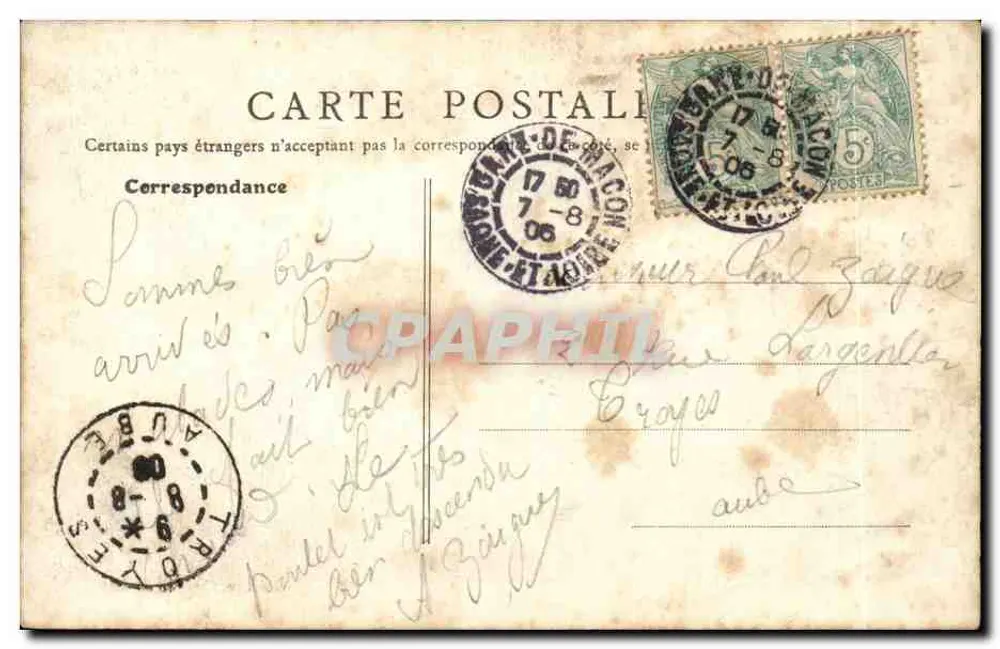 Mâcon — A Estação — Gr. Faure, livreiro, Mâcon - Verso
