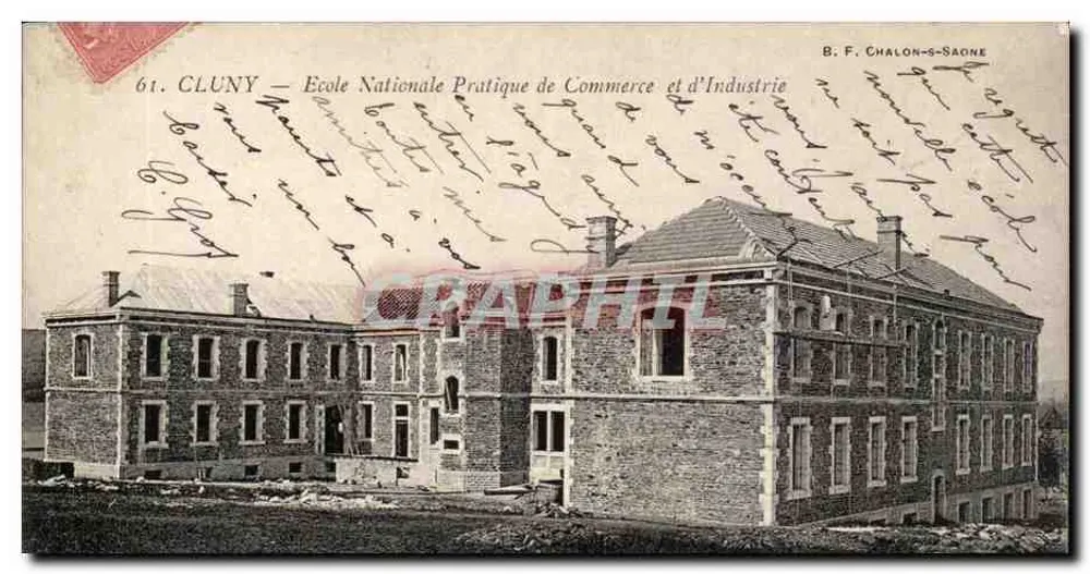 Cluny — Escola Nacional Prática de Comércio e Indústria — B. F. Chalon-saône, n°61 - Frente