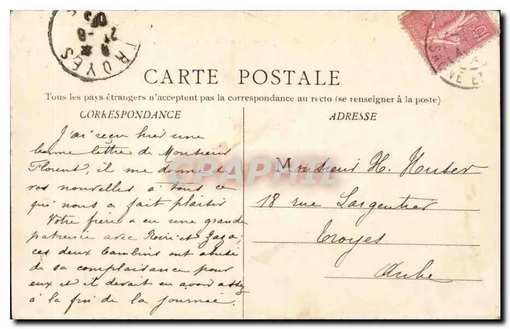 Cluny — Escola Nacional Prática de Comércio e Indústria — B. F. Chalon-saône, n°61 - Verso