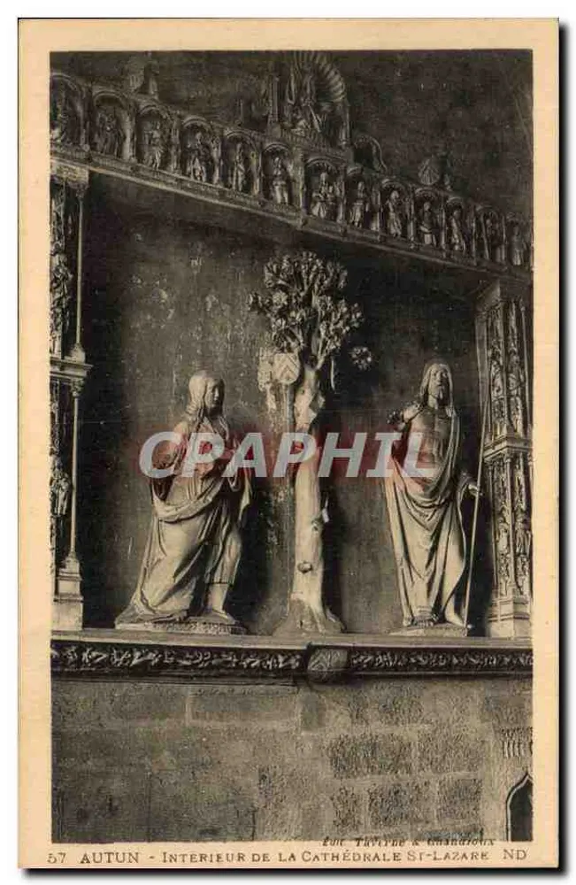 Autun - Interior da Catedral de São Lazaro — Editor Taverne & Impr. Autun, n° 57 - Frente