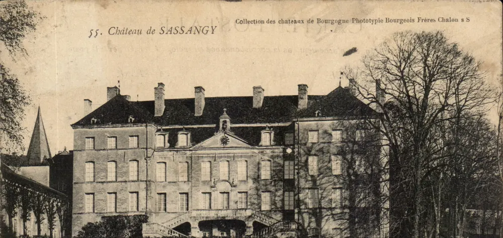 Castelo de Sassangy — Coleção dos castelos da Borgonha — Fototipia Bourgeois Frères Chalon s S - Frente