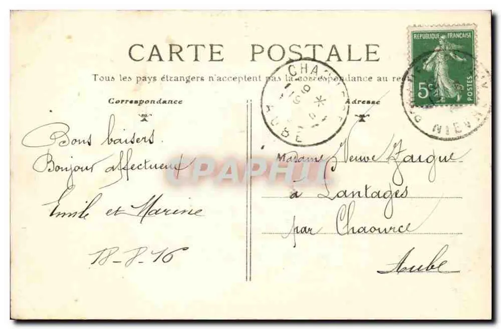 Pouguès-les-Eaux — Postamt und Telegraphenamt — Sammlung F. H. - Rückseite