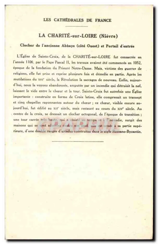 Charité-sur-Loire — Glockenturm und Eingangstor der ehemaligen Abtei (Westseite) — Sammlung von Kolarsine und Solution Pautaubege - Rückseite