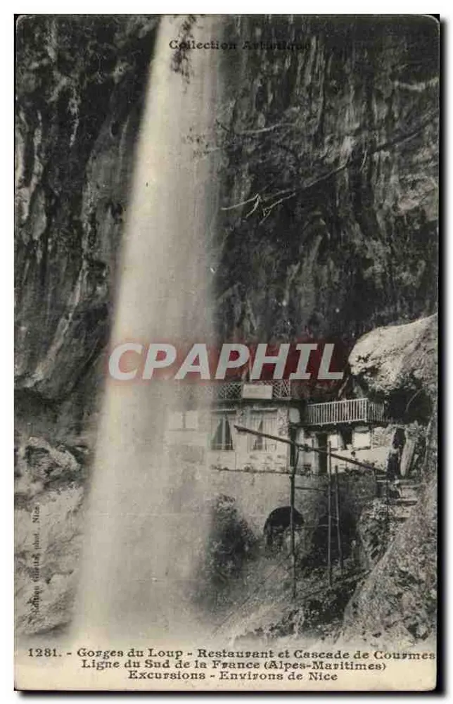 Gorges do Lobo - Restaurante e Cachoeira de Courmes — Linha do Sul da França (Alpes-Maritimes) — Editor GILLETTA, Nice - Frente