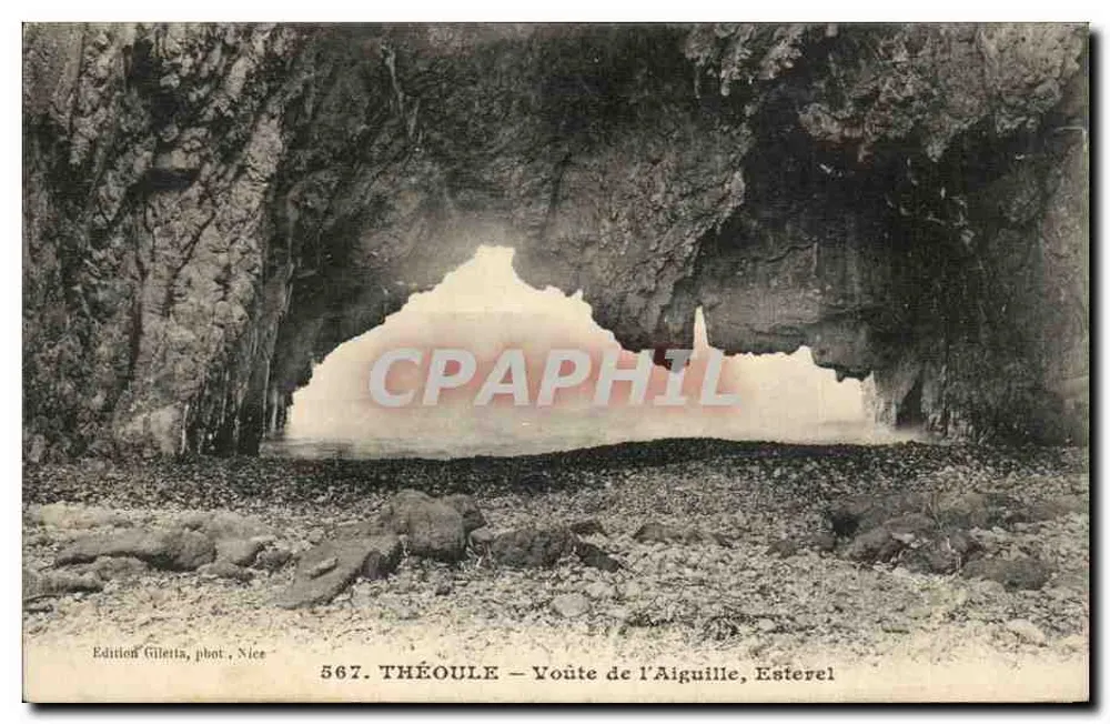 Théoule — Vórtice da Aiguille, Estérel — Edição Gilletta, fot. Nice, n° 567 - Frente