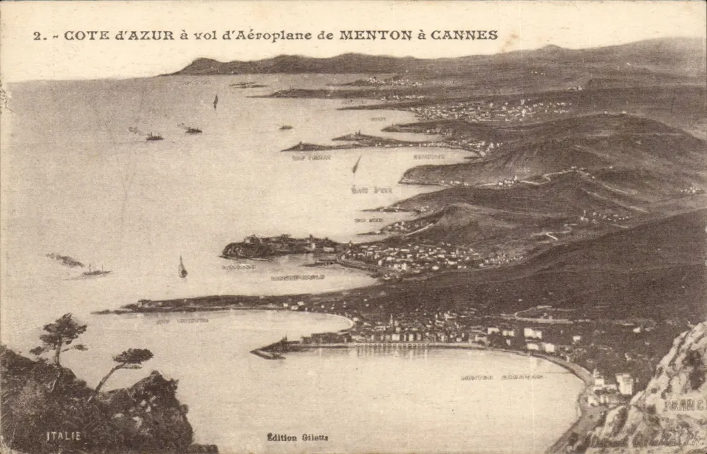 Costa Azul en vuelo de Mentón a Cannes — Edición Giletta - Anverso