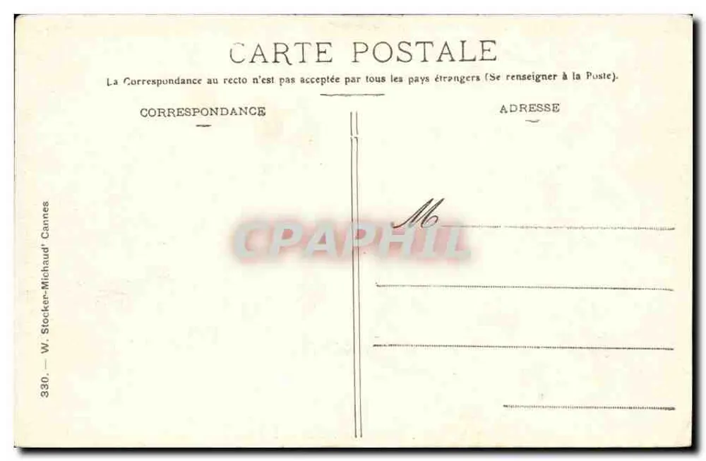 CANNES. — Casino Municipal — W. Stocker-Michaud - Verso