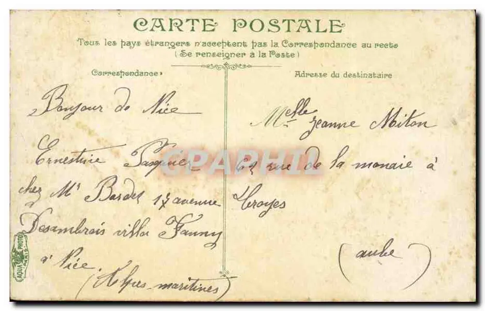 Cimiez — Ruinen der römischen Arenen — Côte d'Azur, L.V.&C° - Rückseite