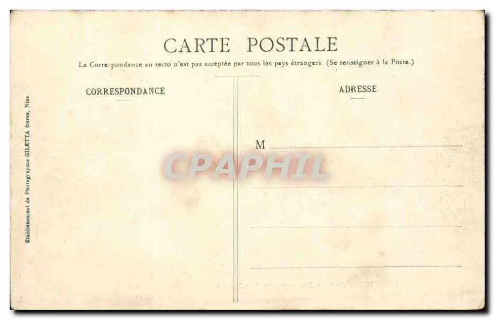 Nice - Die neuen Gärten - Casino zwischen Palmen — Künstlerische Sammlung, Ausgabe Giletta, Foto., Nice, Nr. 45 - Rückseite