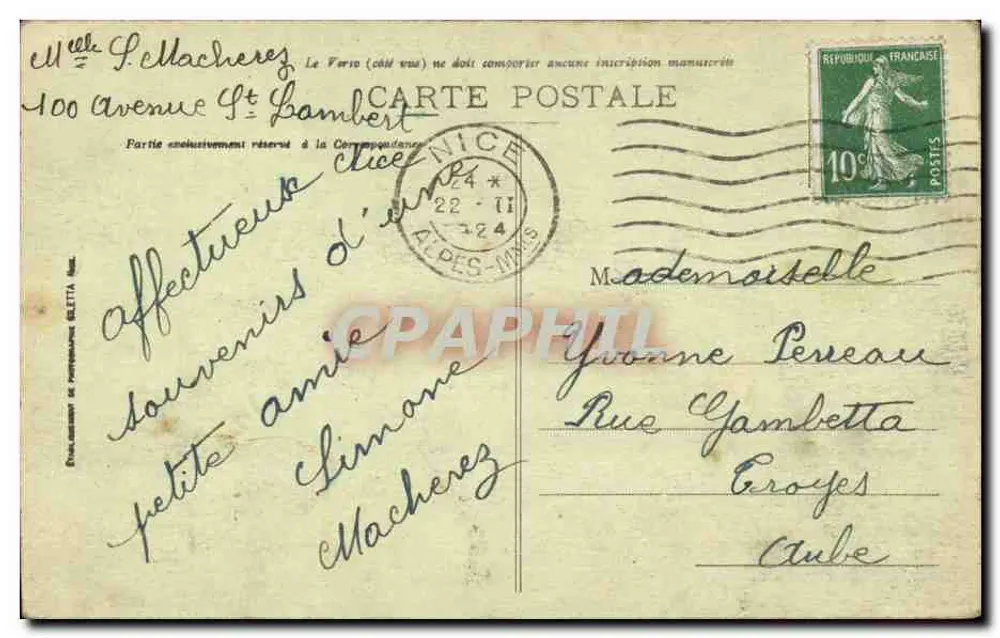 Nice - Intérieur du Port - Quartier de Riquier — éditeur 'C. Bletta' n°3 - Verso
