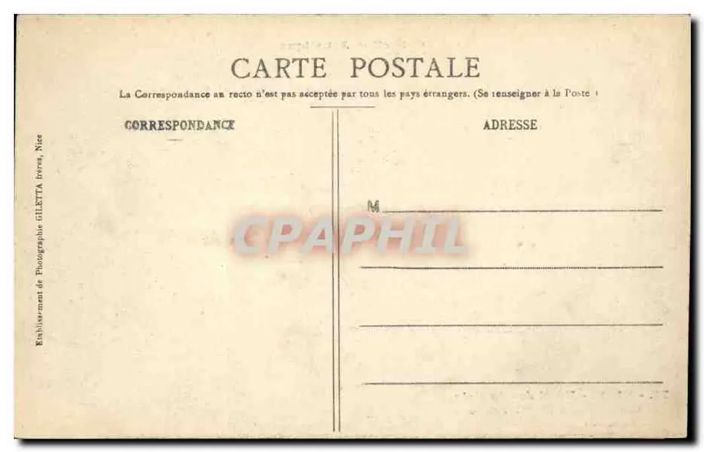 NICE. - Hôtel des Anglais und Cercle de la Méditerranée — Künstlerische Sammlung, Giletta-Ausgabe, Nice, n°71 - Rückseite