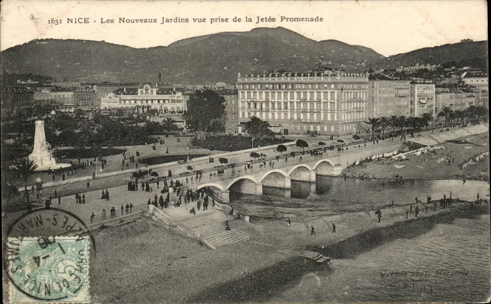 Nice - Die neuen Gärten, Aufnahme vom Promenade Jetée — Guende phot. Marville, n°1631 - Vorderseite