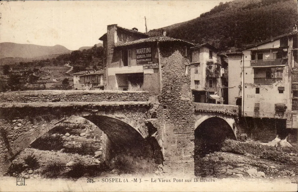 Sospel (A.-M.) — A Ponte Velha sobre a Bevera — F. L. DIL, n° 265 - Frente