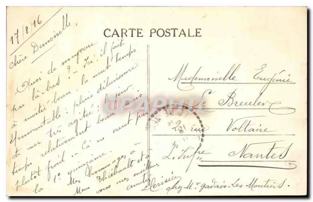 Les Moutiers (Loire-Inf.) — Rochos e Praia — Editor Chapeau, n°9 - Verso