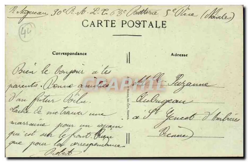 NANTES — Eingang der Kasernen des 9. Artillerieregiments — Verlag Londe Lireleuens, Nr. 780 - Rückseite