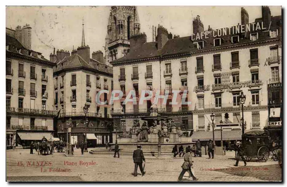 NANTES - Place Royale - La Fontaine — Grand hôtel und Galerien, Verlag G. Nantes - Vorderseite