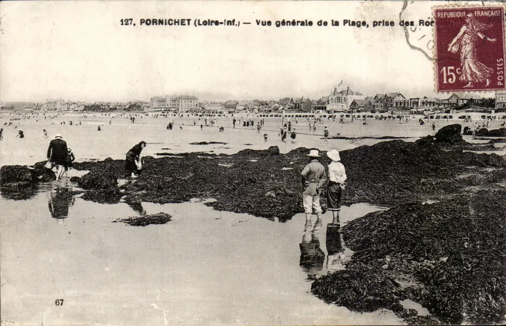 Pornichet (Loire-Inf.) — Allgemeine Ansicht der Strand, aufgenommen von den Roc - Vorderseite