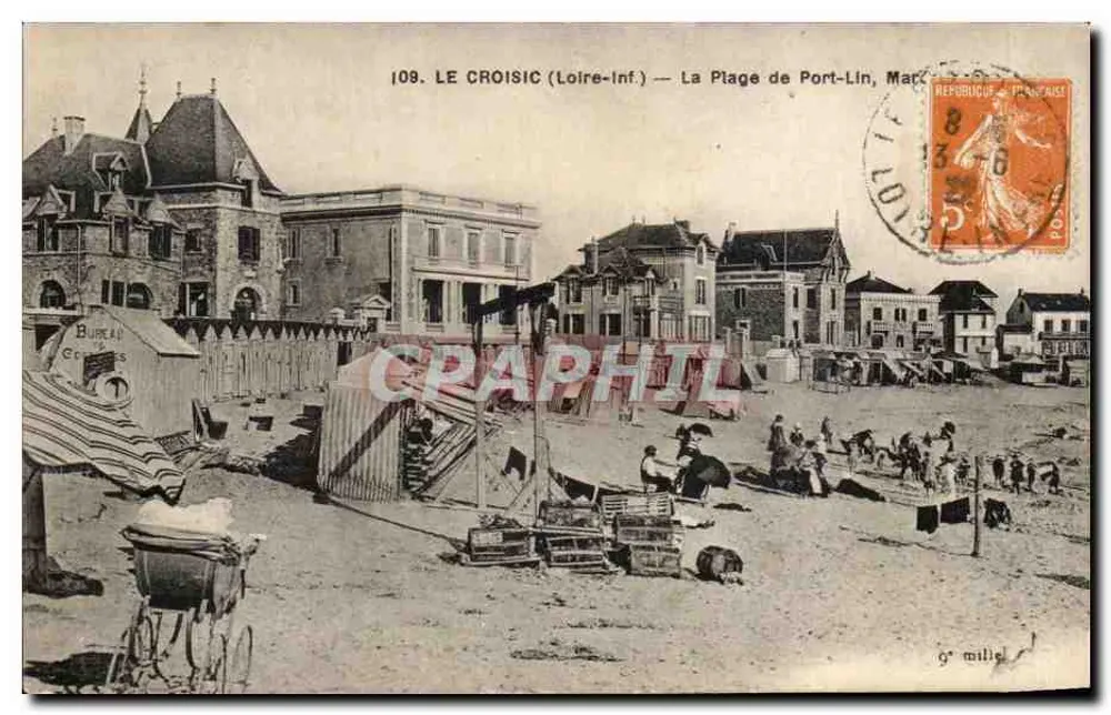 Le Croisic (Loire-Inf.) — Strand von Port-Lin, Markt — F. Chapelier, Nantes, n°109 - Vorderseite