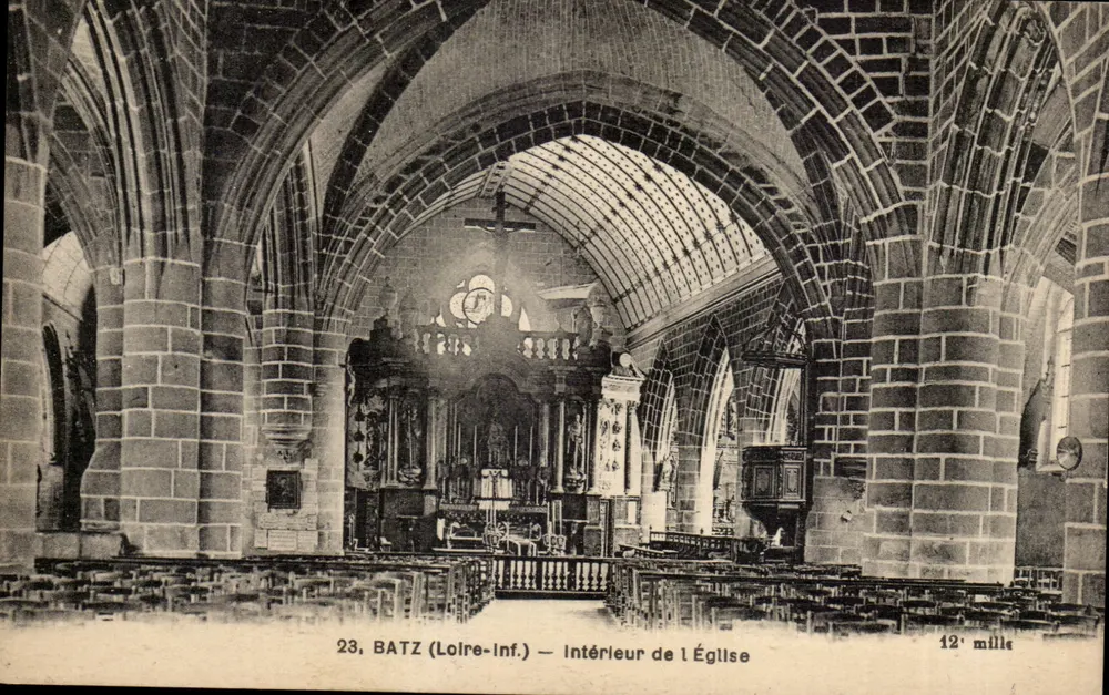 Batz (Loire-Inf.) — Interior da Igreja — F. Chapeau, Imp.-Edit., Nantes - Frente