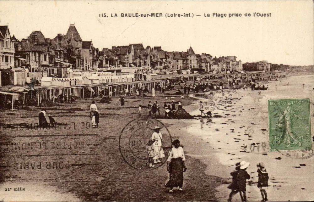 LA BAULE-sur-MER (Loire-Inf.) — La Spiaggia vista da Ovest — Imp. Chapeau, Nantes - Recto