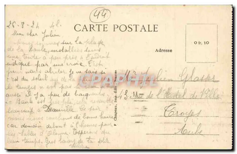 LA BAULE-sur-MER (Loire-Inf.) — La Spiaggia vista da Ovest — Imp. Chapeau, Nantes - Verso