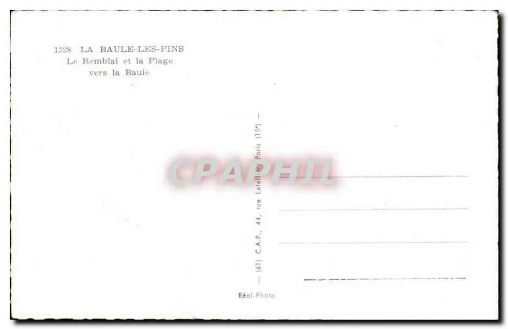 La Baule-les-Pins — Der Damm und der Strand in Richtung La Baule — C.A.P. n°1228 - Rückseite