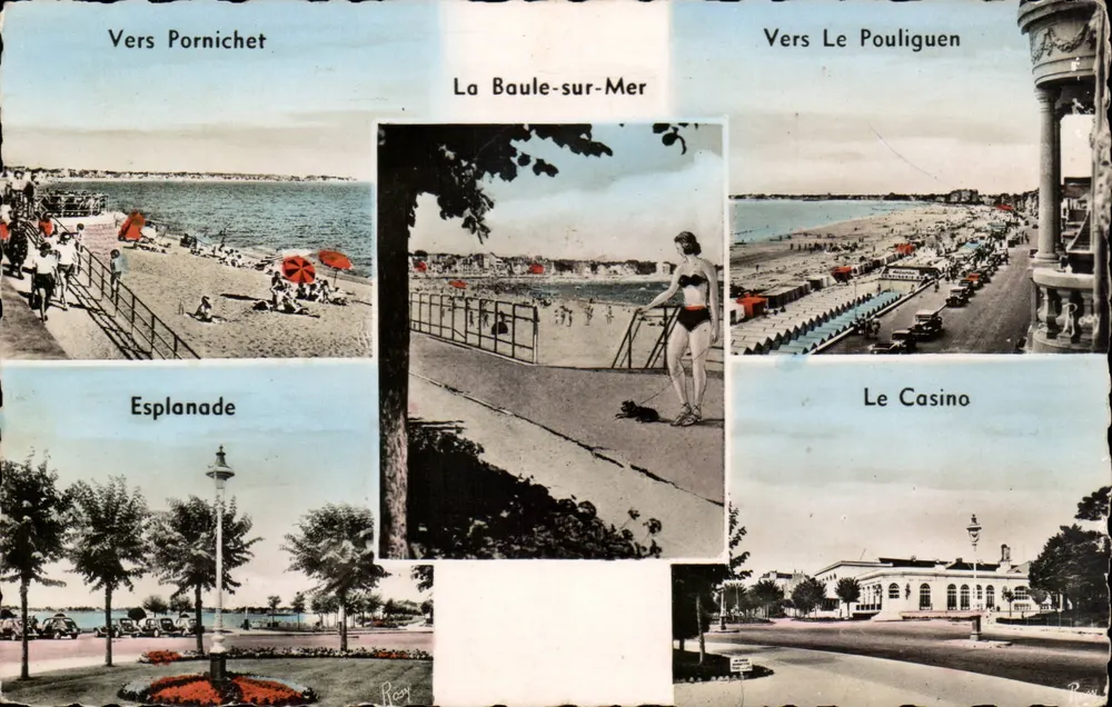 La Baule-sur-Mer — Panoramablick mit Stränden, Promenade und Casino — Verlag F. Chapeau, Seriennummer nicht sichtbar - Vorderseite