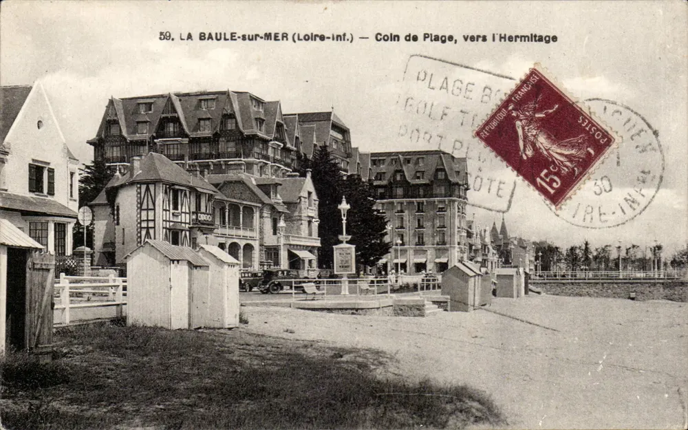 La Baule-sur-Mer (Loire-Inf.) — Canto da Praia, em direção ao Hermitage — F. Chapeau, editor Nantes - Frente