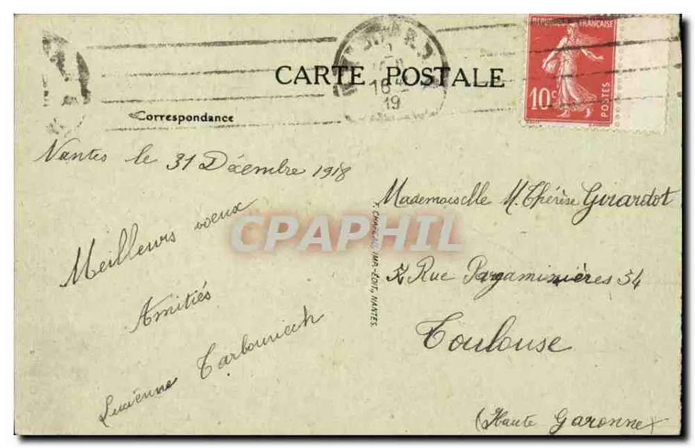 Nantes — Basílica de São Nicolau — editor desconhecido, n° 107 - Verso