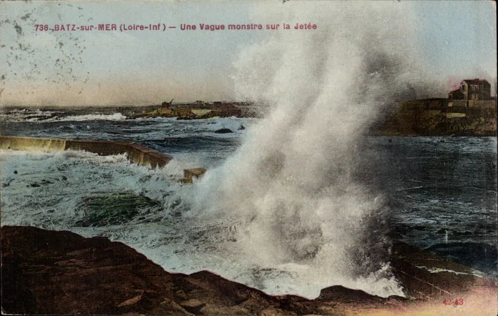 Batz-sur-Mer (Loire-Inf) — Eine Monsterwelle am Steg — F. Chapeau, Nantes, n°736 - Vorderseite