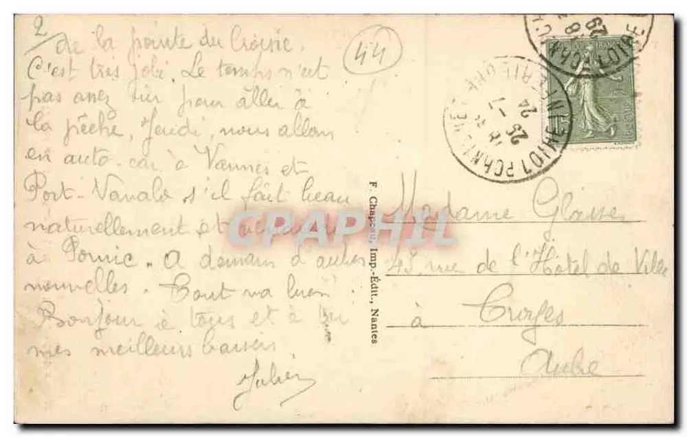 Batz (Loire-Inf.) — Na Costa — O Ponte do Diabo — F. Chappeau, Imp. Édul, Nantes - Verso