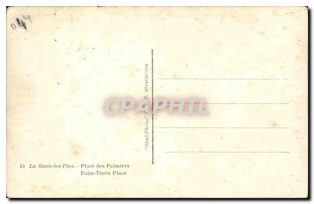 La Baule-les-Pins — Place des Palmiers — P. Strasheux - Rückseite