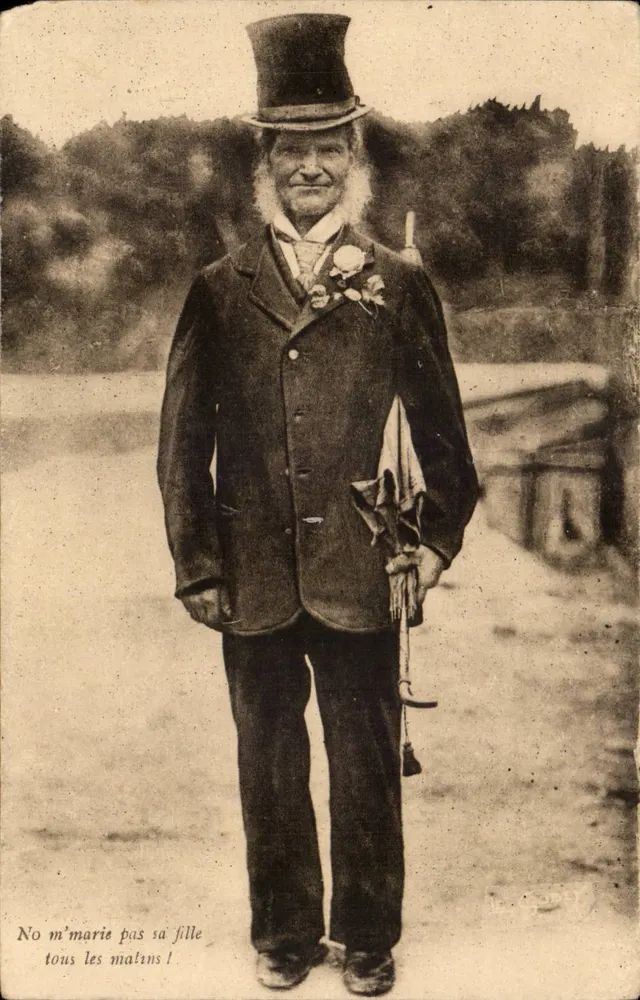 Homem com chapéu de feltro — texto humorístico — Edições Normandie Pittoresque, n°1588 - Frente
