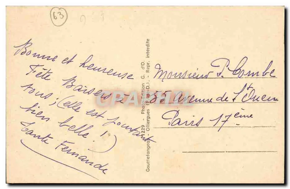 L'Auvergne — komische Szene mit zwei Personen — G.d'O. (Gouttefangea) - Rückseite