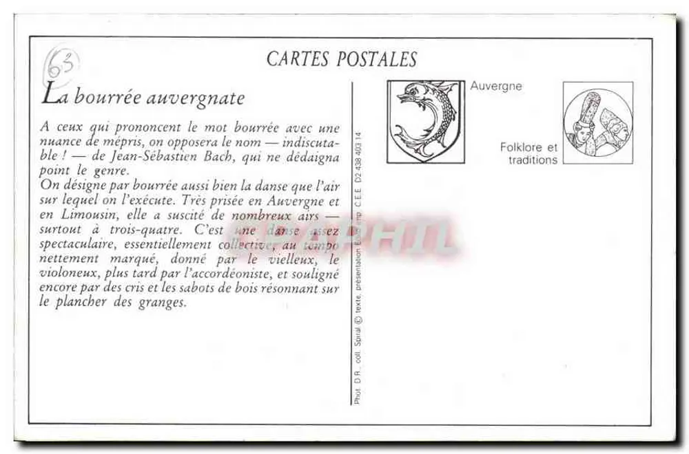 A bourrée auvergnate — dança folclórica — editor Spiril, n° 63 - Verso