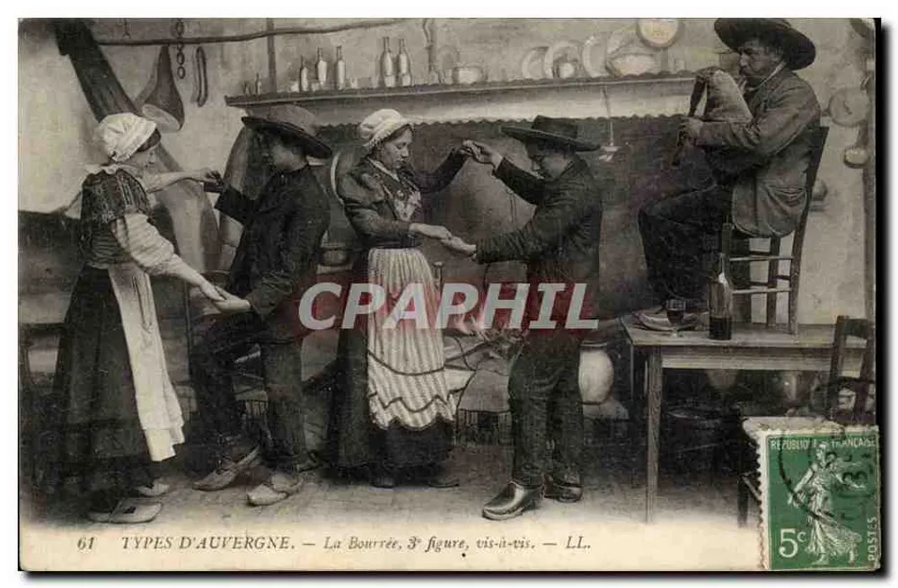 Typen der Auvergne — Die Bourrée, 3. Figur, vis-à-vis — LL. - Vorderseite