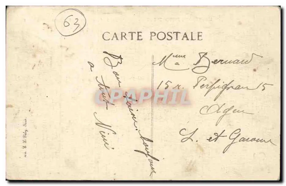Pittoreske Auvergne — Schäferin am Hang — Verleger V.D. Nr. 2049 - Rückseite