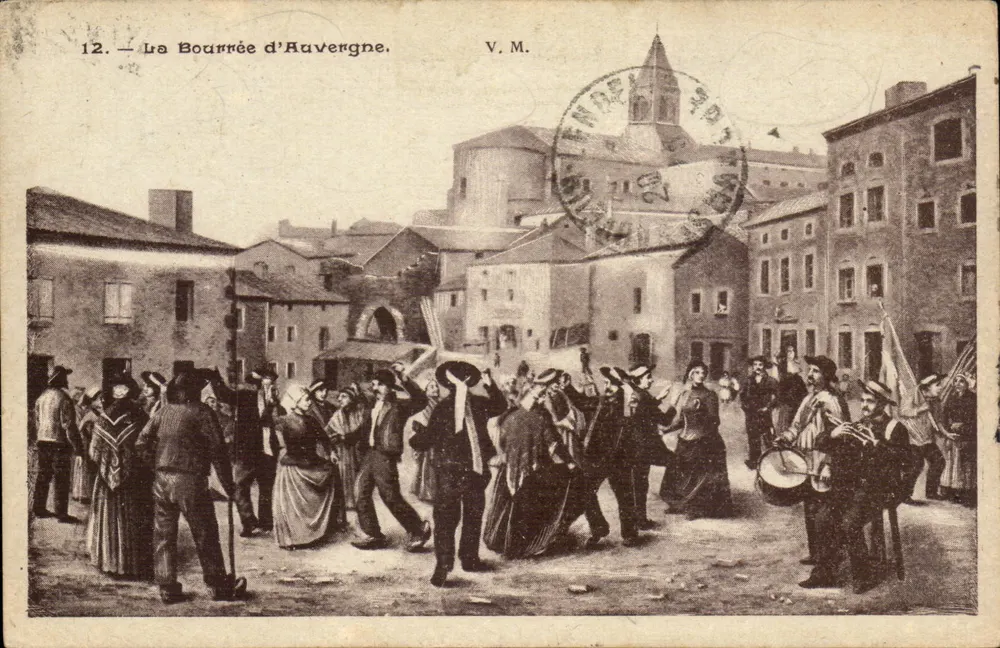 Die Bourrée von Auvergne — Antike Ansichtskarte Nr. 12 - Vorderseite
