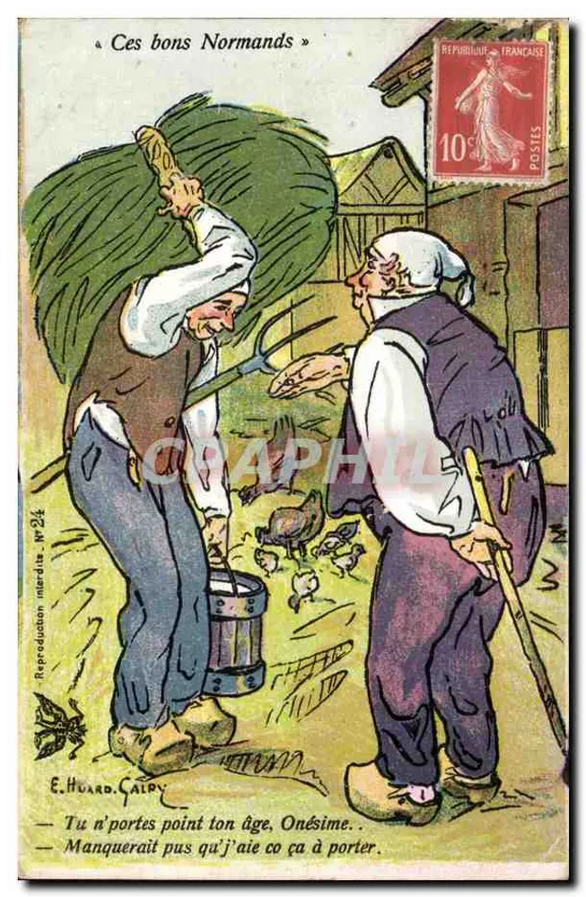 Diese guten Normannen — E. Huard, Calvy, Nr. 24 — mit 10c-Stempel - Vorderseite
