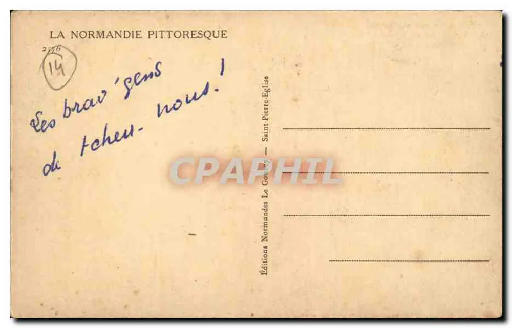 Scena normandzkiego życia — trzech postaci — Le Gouez - Rewers