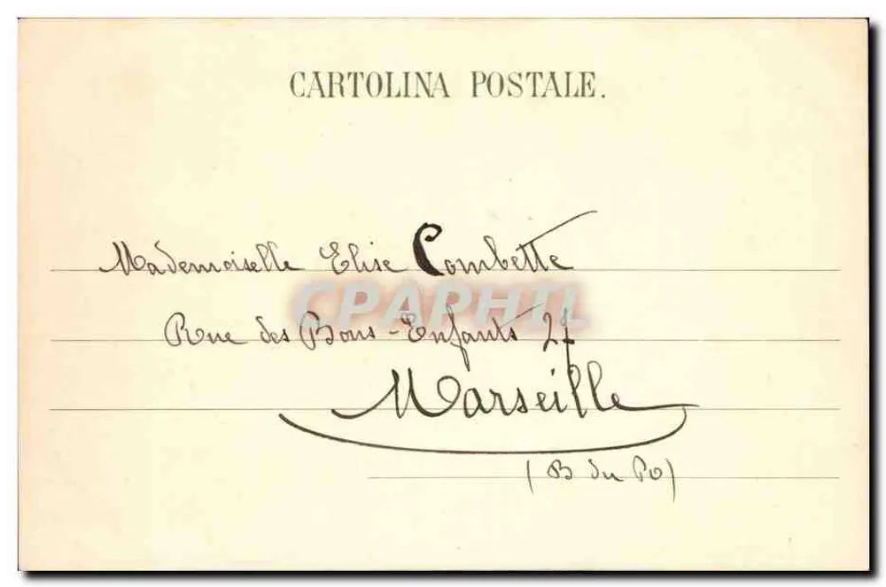 Frau in einer violetten Vergissmeinnicht — Serie 373 — Cartolina Postale - Rückseite