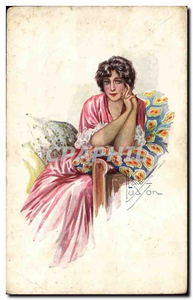 Mulher em vestido rosa — ilustração artística — Louis Ladayon - Frente